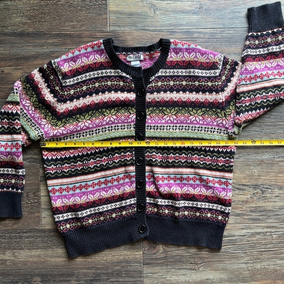 Tiara International Knit Cardigan Sweater Womens XL Multicolor Stripe Y2K Heavy - Picture 5 of 11